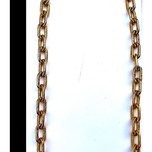 GOLD PAPER CLIP NECKLACE NEW VINTAGE 24” x 1/2” MONET BEAUTIFULLY ETCHED - Picture 12 of 12